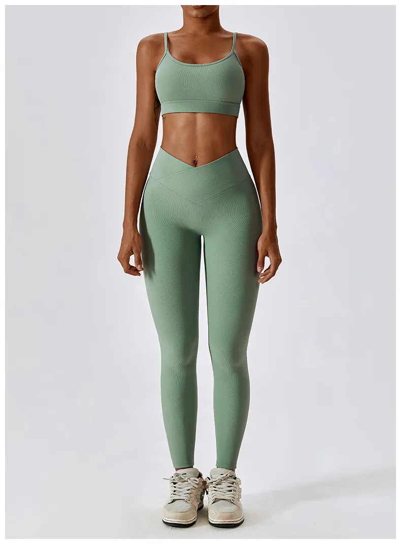 Novo Design 4 Calças de Yoga Flare de Compressão Ribbada e Stretchy para Atividades Físicas