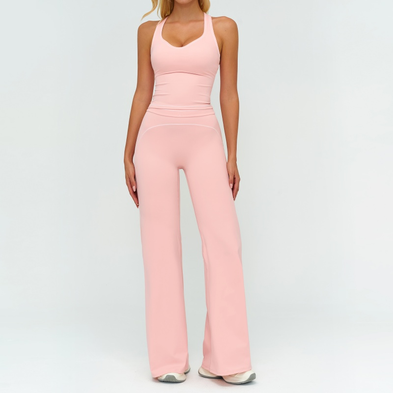 Roupas Elegantes e Respiráveis para Mulheres, Calças de Perna Larga + Top de Treino, Conforto Macio, Moda Feminina