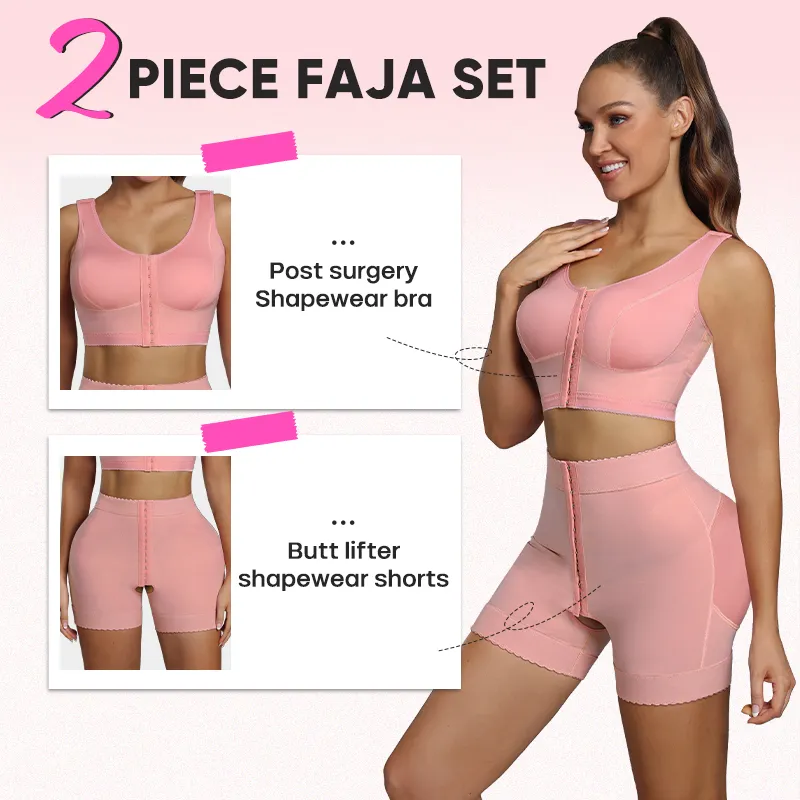 Top de Recuperação Cirúrgica para Mulheres, Sutiã de Mastectomia, Levanta Bumbum, Shorts de Modelagem Pós-Cirurgia, Roupas de Compressão, Fajas Colombianas