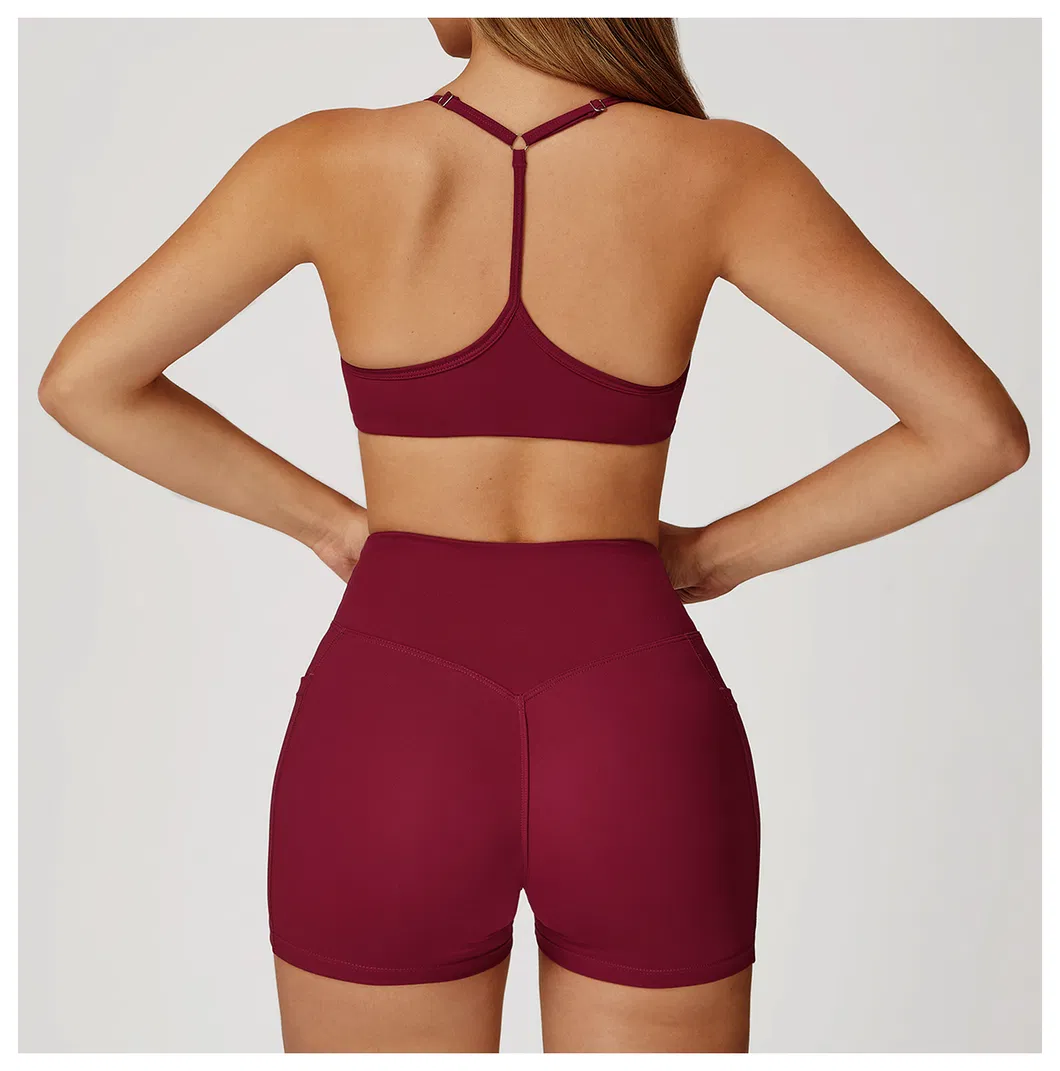 Sutiã esportivo longo com decote em V sexy para mulheres