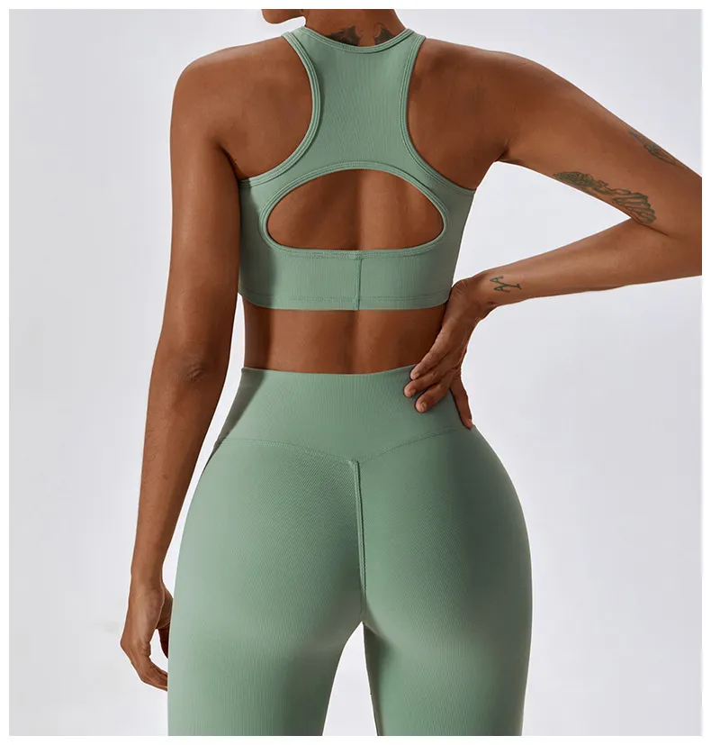 Novo Design 4 Calças de Yoga Flare de Compressão Ribbada e Stretchy para Atividades Físicas