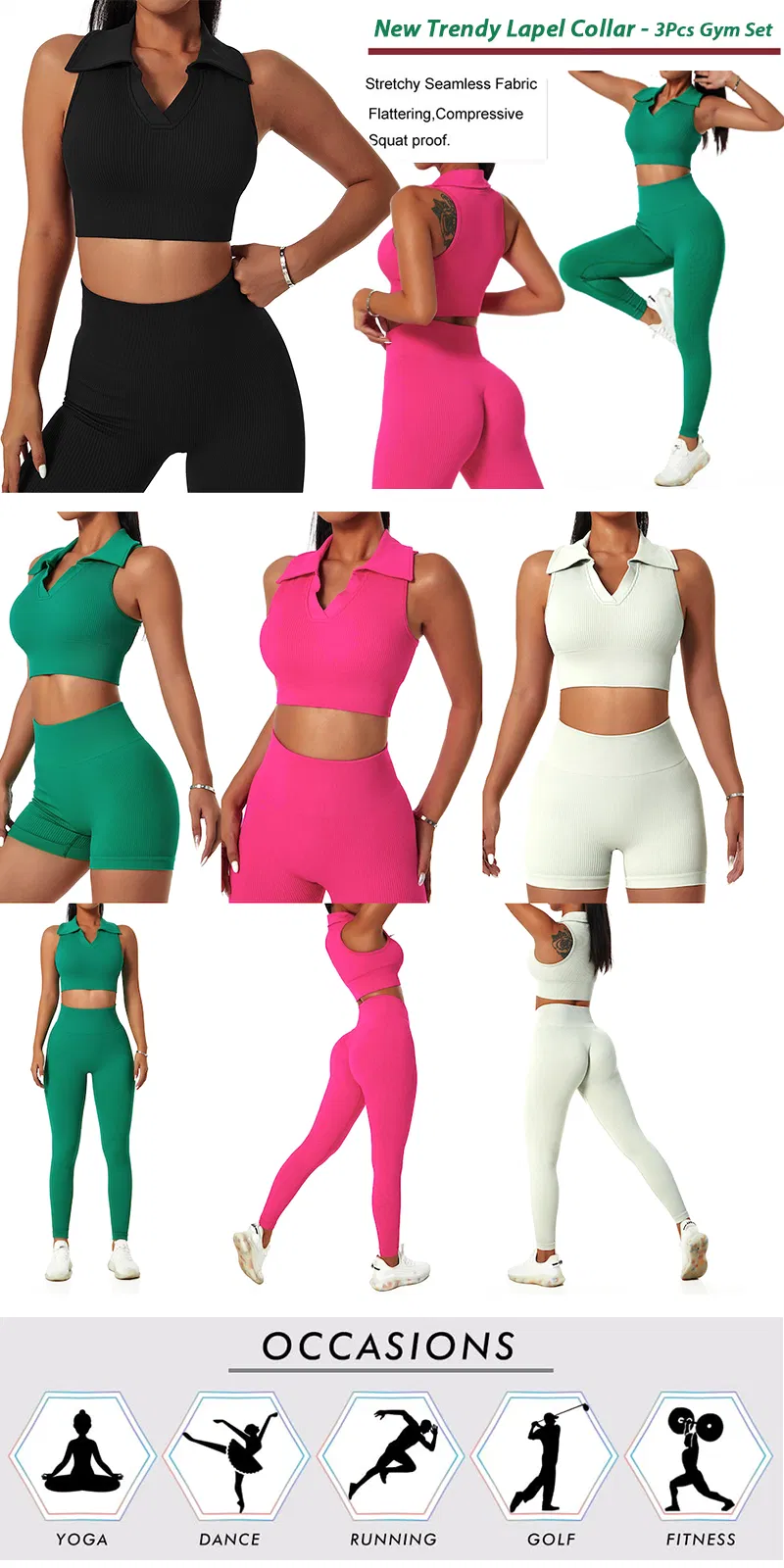 Novo Conjunto Casual sem Costuras com Lapela