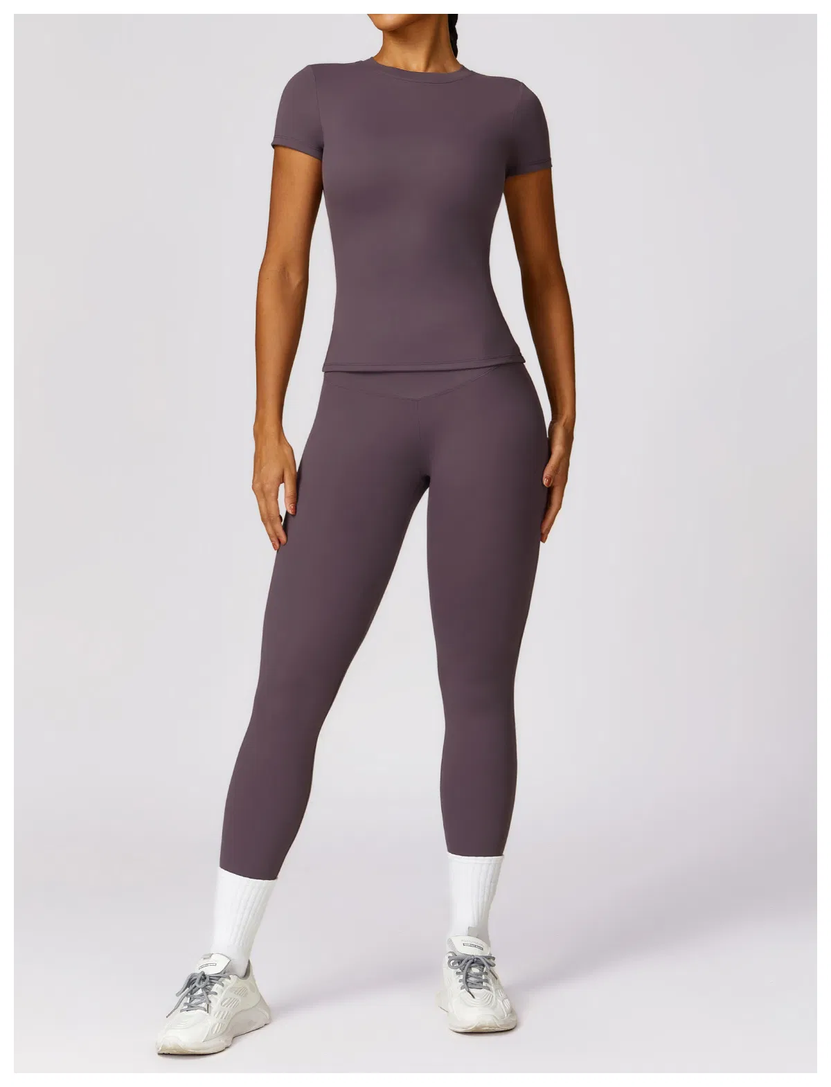 Mulheres 2PCS Leggings de Cintura Alta Camiseta Sutiã Roupas Esportivas Yoga Academia