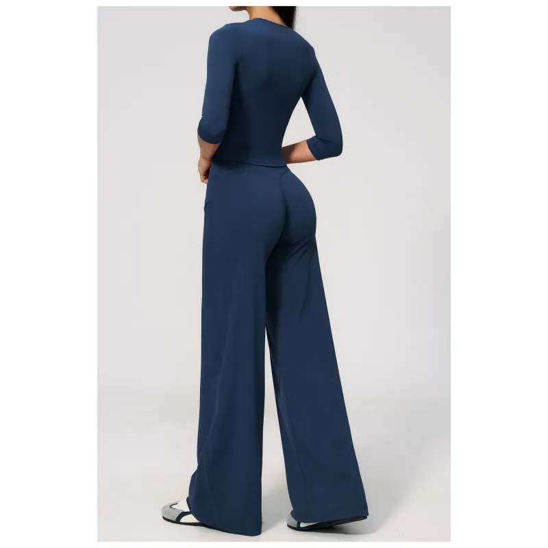 Novo Conjunto de Fitness Casual para Mulheres com Alta Elasticidade para Yoga 2 Peça de Exercício ao Ar Livre com Secagem Rápida
