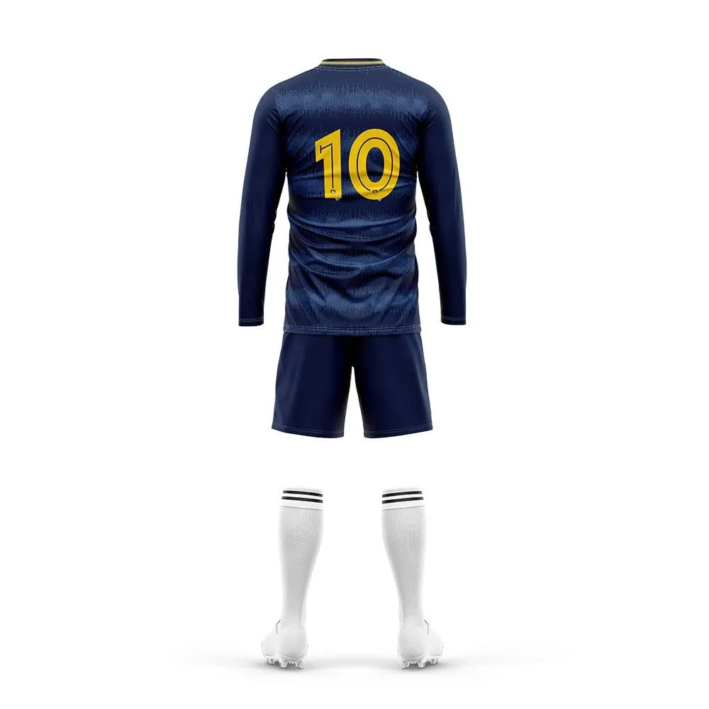 Camisa de Futebol Personalizada para Homens com Manga Longa, Uniforme de Esporte Sublimado para Equipe de Futebol