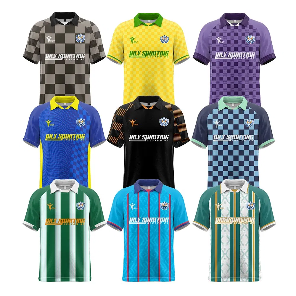 Camiseta Personalizada Boxy de Futebol Vintage com Gola Sublimada Roupas Esportivas Unissex Camisa Retro de Treinamento de Time de Futebol