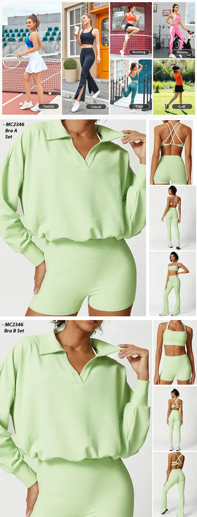 Novo Fashion 6 pçs Bra Sports Set Ativewear