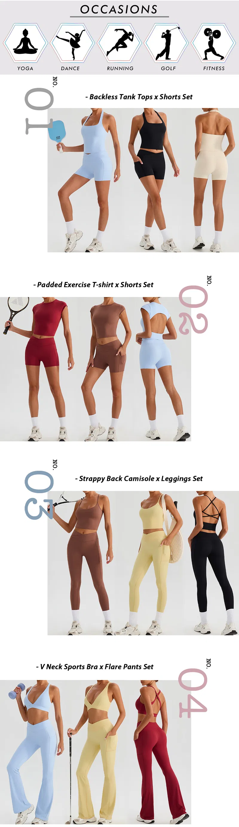 Conjunto desportivo moderno de 7 peças