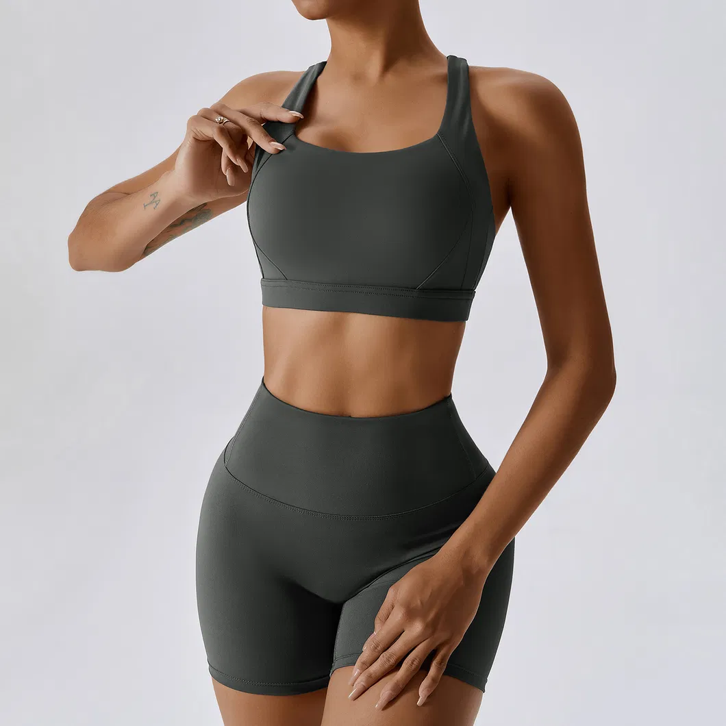 Conjunto de Leggings e Sutiã Esportivo Feminino para Academia, Roupa Casual para Exercícios