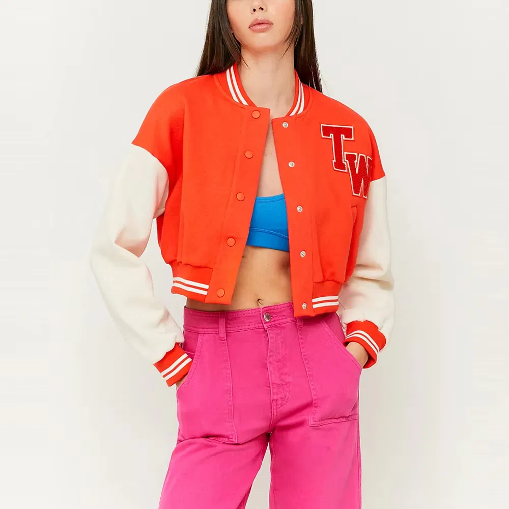 Conjunto de moletom cropped slim fit de cor sólida personalizado por atacado, casual, duas peças, com zíper, moda esportiva para mulheres
