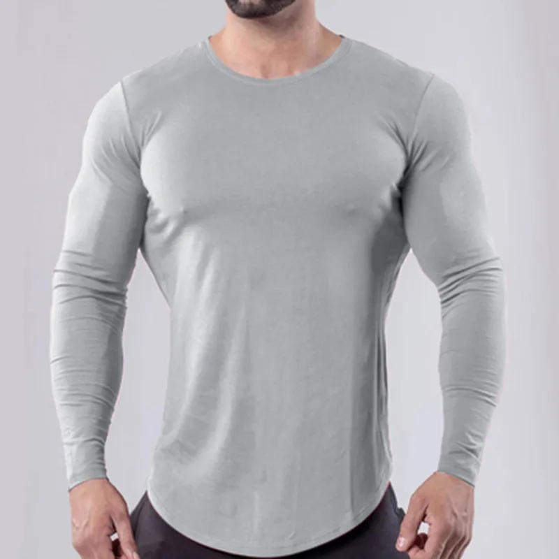 Camiseta de Manga Longa de Fitness Muscular