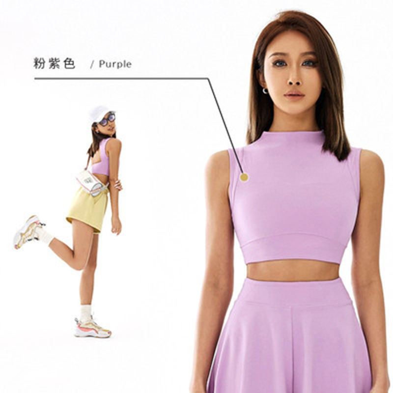 Conjunto de roupas femininas de tênis, saia curta, colete esportivo justo, roupas de yoga, blusa respirável para corrida e fitness, atacado