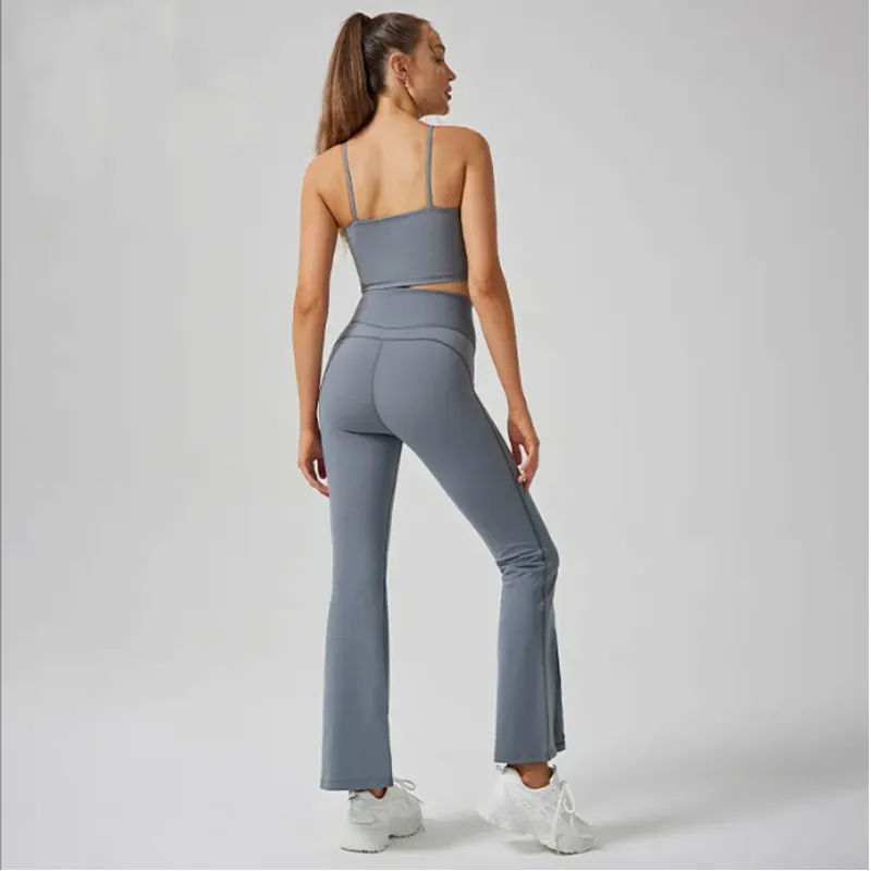 Roupas Atléticas com Logo Personalizado 2 Peças Moda Esportiva para Mulheres Conjunto de Top de Ginástica Roupa de Treino Conjuntos de Fitness Yoga