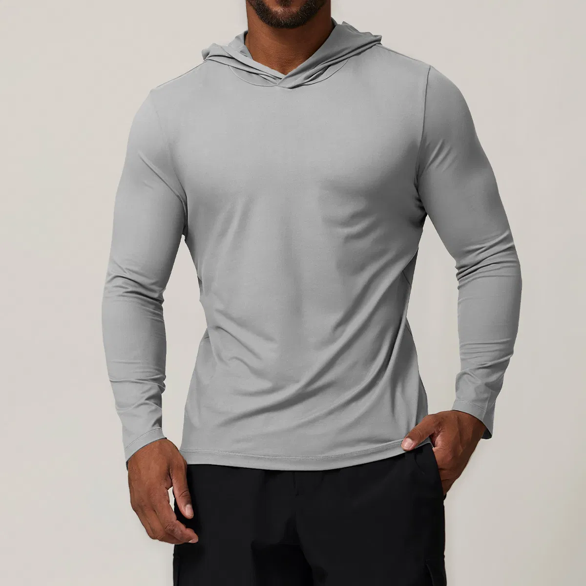 Camisetas de moletom com capuz casuais masculinas, secagem rápida, de manga longa, pulôver para corrida, vestuário de fitness para atividades ao ar livre