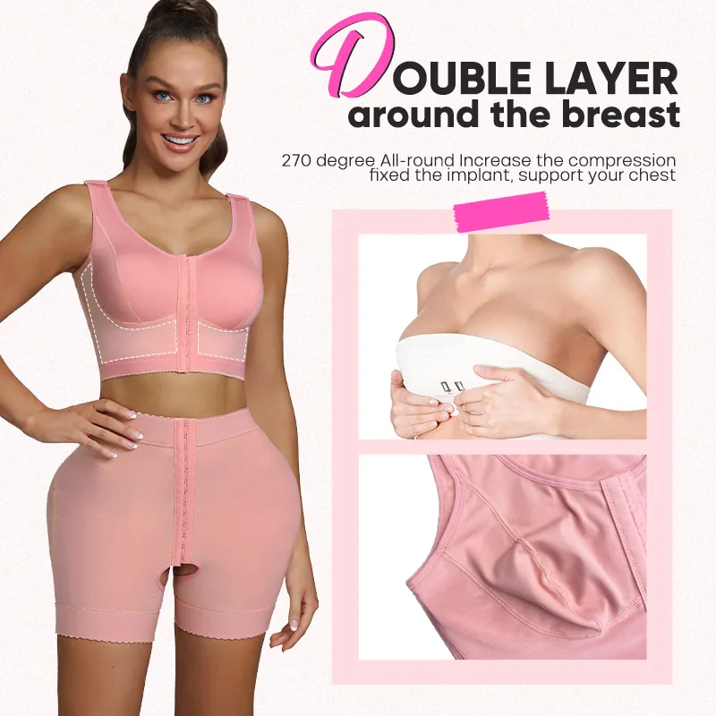 Top de Recuperação Cirúrgica para Mulheres, Sutiã de Mastectomia, Levanta Bumbum, Shorts de Modelagem Pós-Cirurgia, Roupas de Compressão, Fajas Colombianas