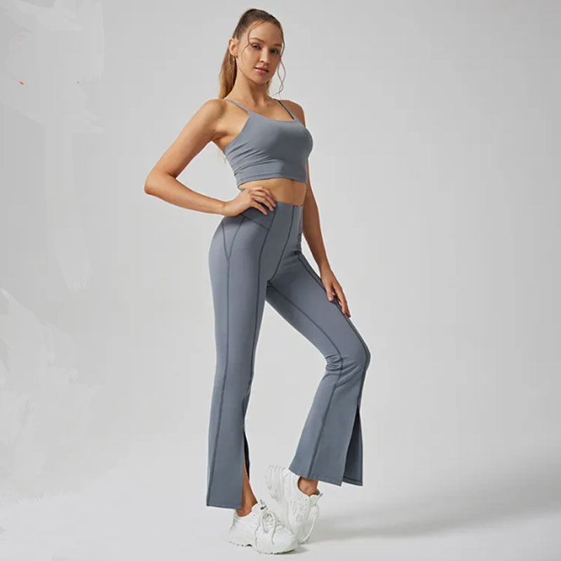 Roupas Atléticas com Logo Personalizado 2 Peças Moda Esportiva para Mulheres Conjunto de Top de Ginástica Roupa de Treino Conjuntos de Fitness Yoga