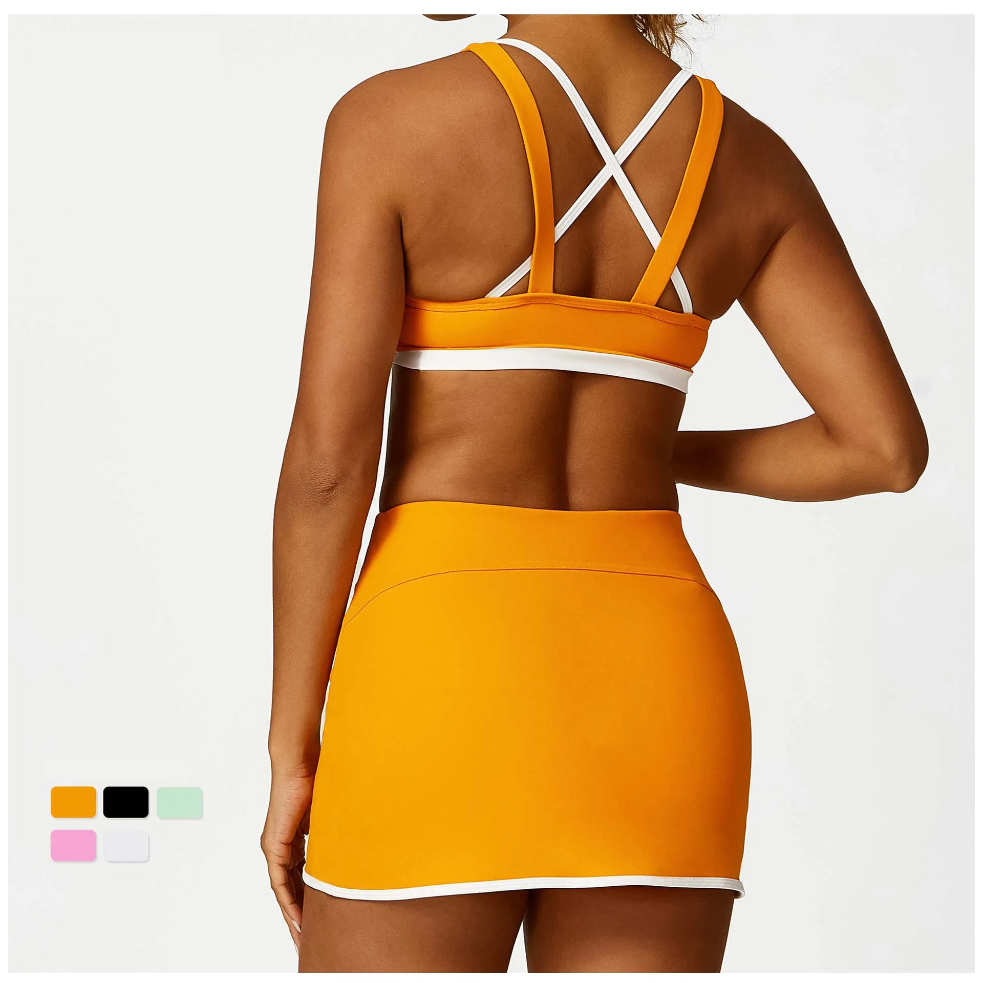 Roupas de Yoga Vestuário de Fitness Saia de Tênis de Cintura Alta Roupas de Yoga Roupas de Esporte Fitness para Academia Roupas de Atividade Roupas de Treino