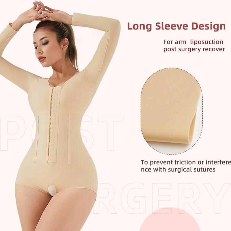 Sem Pressão no Quadril 4PCS Corpete de Aço Shapewear Garment de Compressão Pós-Operatória Fajas Colombianas Pós-Cirurgia com Sutiã