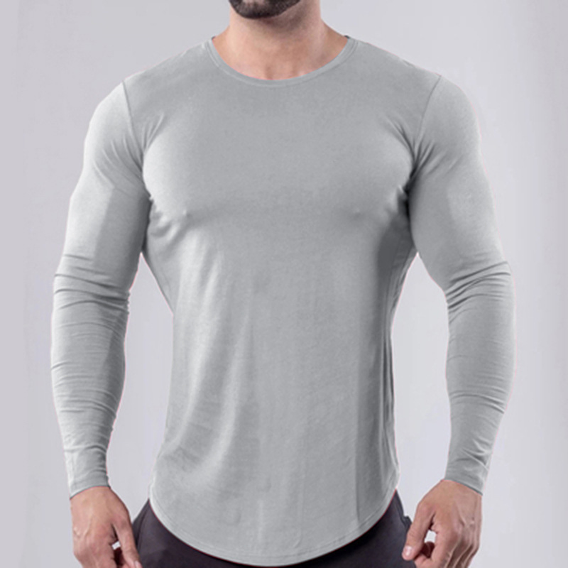 Camiseta de Manga Longa de Fitness Muscular Alta Elasticidade Rápido Secagem Calças para Treinamento de Basquete Masculino Roupas de Esporte para Corrida