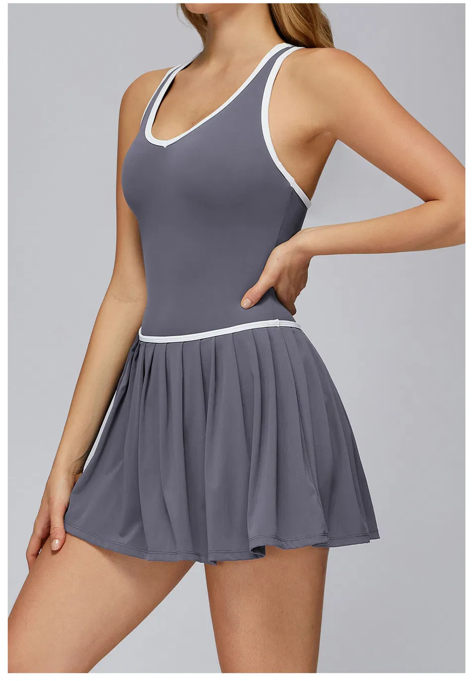 Roupas de Ginástica Femininas Personalizadas com Logo, Vestido Halter, Saia de Tênis
