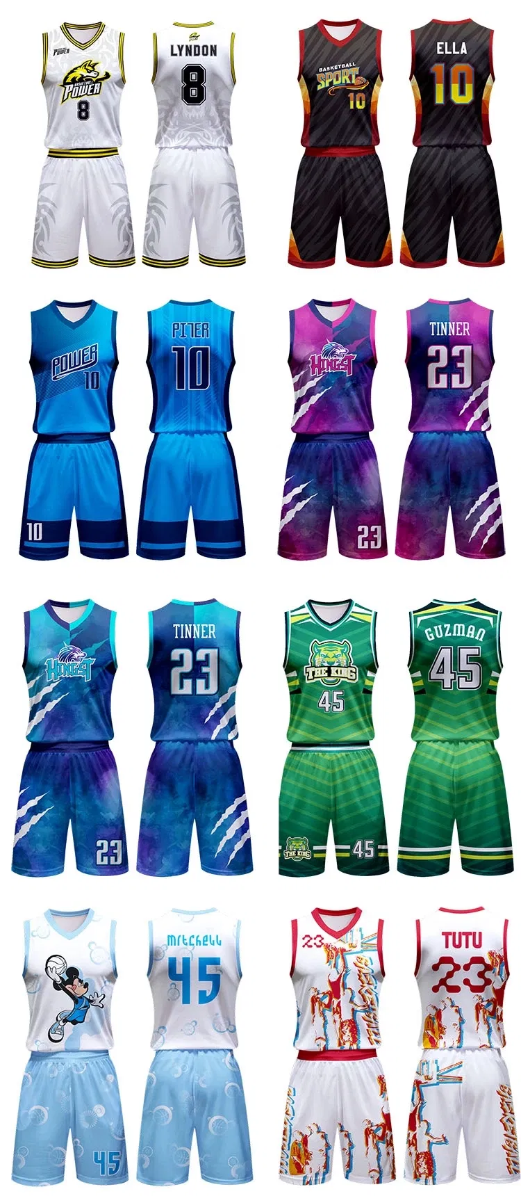 Uniforme de Basquete em Material de Secagem Rápida com Logotipo da Equipe