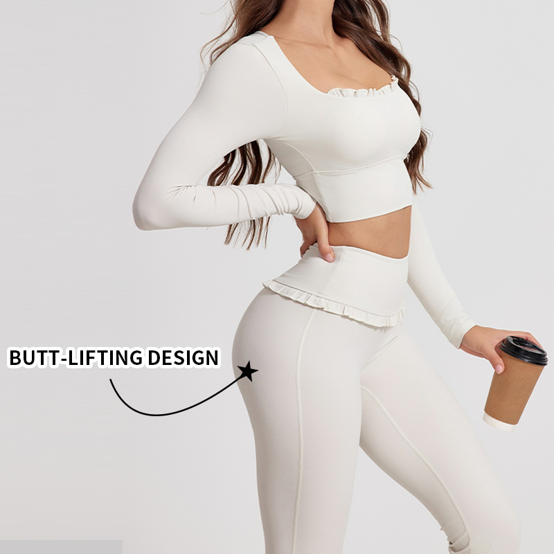 Fabricantes de Roupas Ativas Personalizadas Conjunto de Yoga em Duas Peças para Mulheres com Controle de Barriga Traje de Treino para Academia