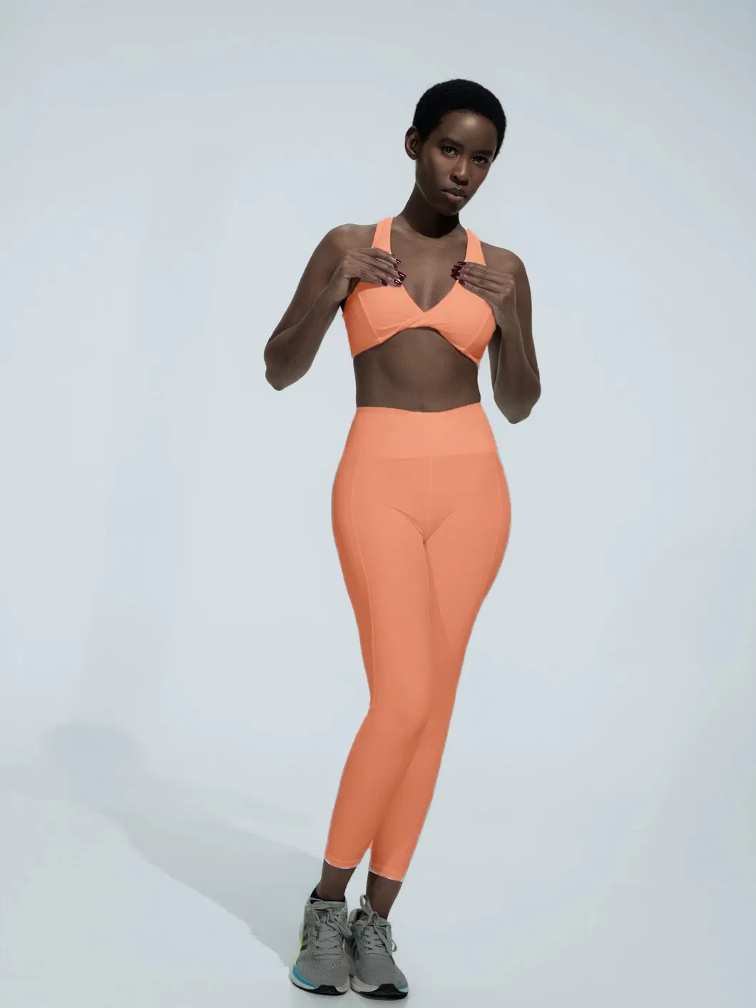 Conjunto de Roupas de Yoga para Academia, Roupa Casual, Roupa Íntima Feminina, Ajuste Justo, Secagem Rápida, Alto Suporte, Sutiã com Alças Cruzadas e Leggings de Yoga, Roupas de Esporte