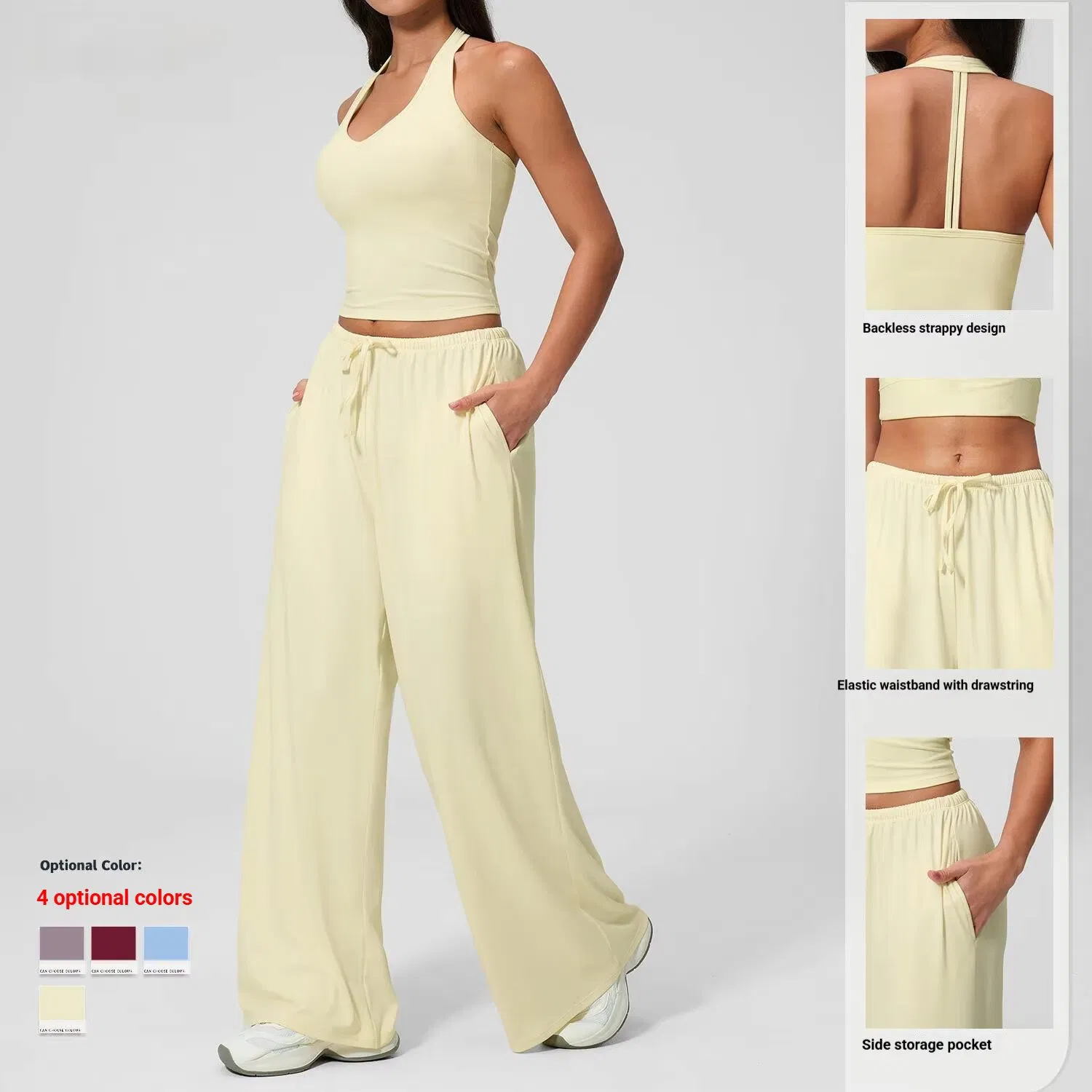 2/3 Conjunto de Fitness para Mulheres Roupas de Esporte Conjuntos de Yoga Sutiã de Yoga com Decote Profundo Calças Flare Traje Esportivo Roupas de Academia Femininas Respirável Push up Conjunto de Treino