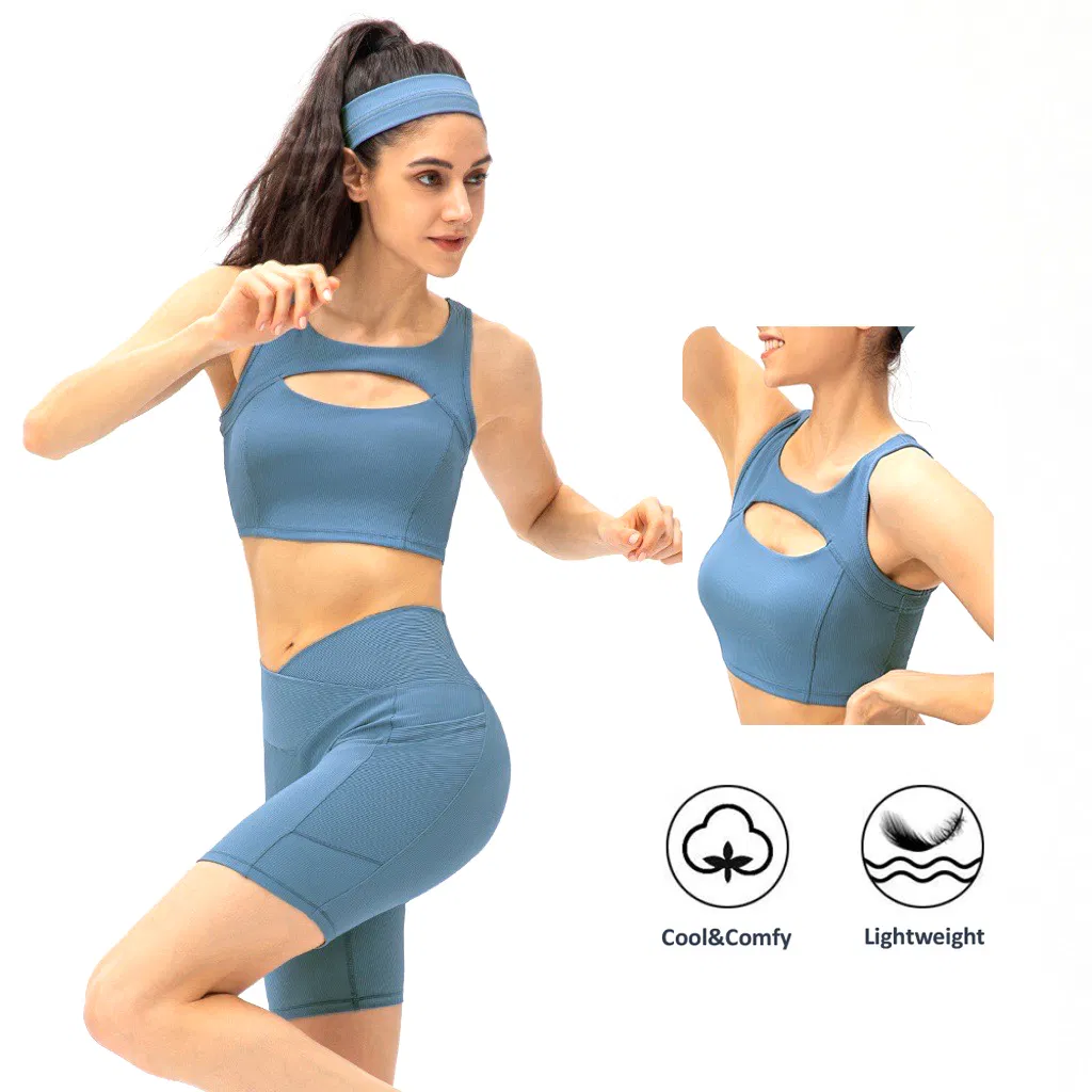 Novo Conjunto Premium Recortado de Roupas de Golfe e Tênis para Mulheres, 2 PCS Conjunto de Top Cropped para Exercício + Shorts Biker com Bolso + Saias Atletas para Academia