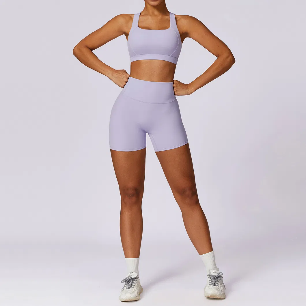 Conjunto de Leggings e Sutiã Esportivo Feminino para Academia, Roupa Casual para Exercícios