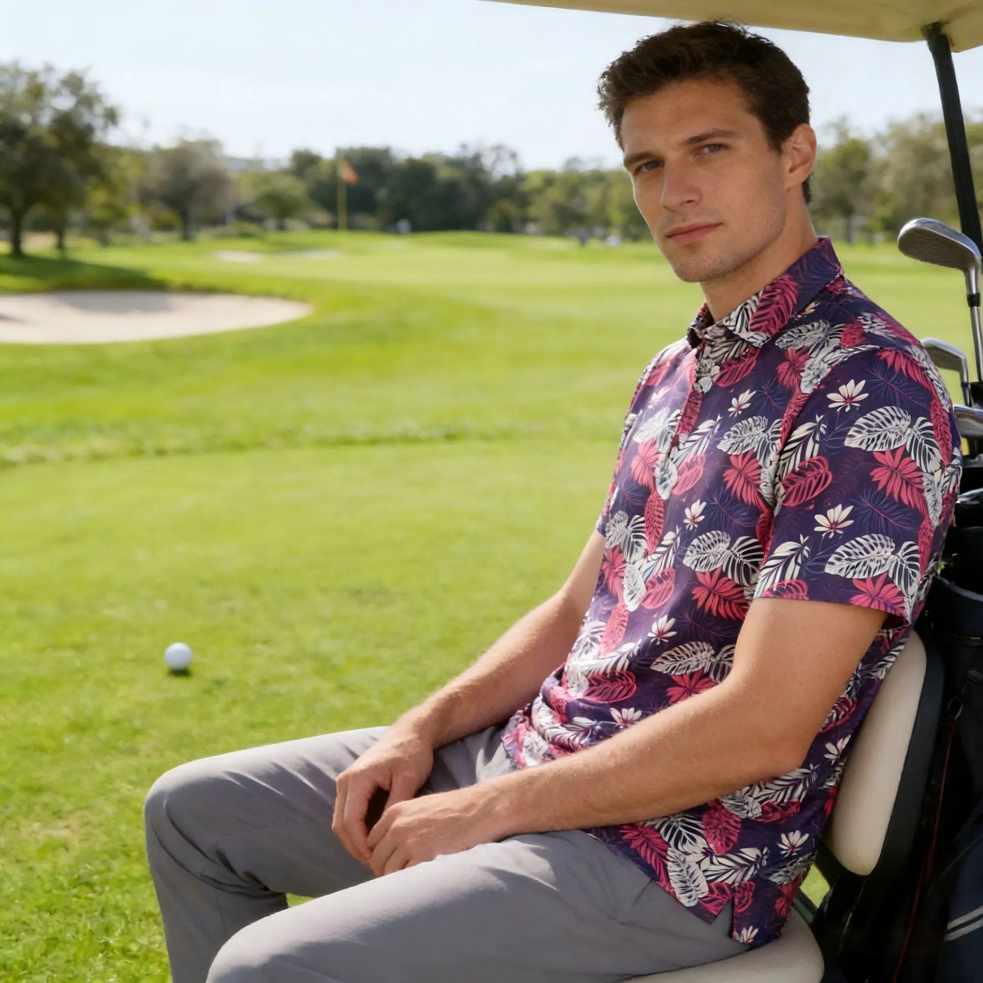 Camisa Polo Masculina de Manga Curta para Golfe, Rápido Secagem, Roupas de Desempenho para Golfe