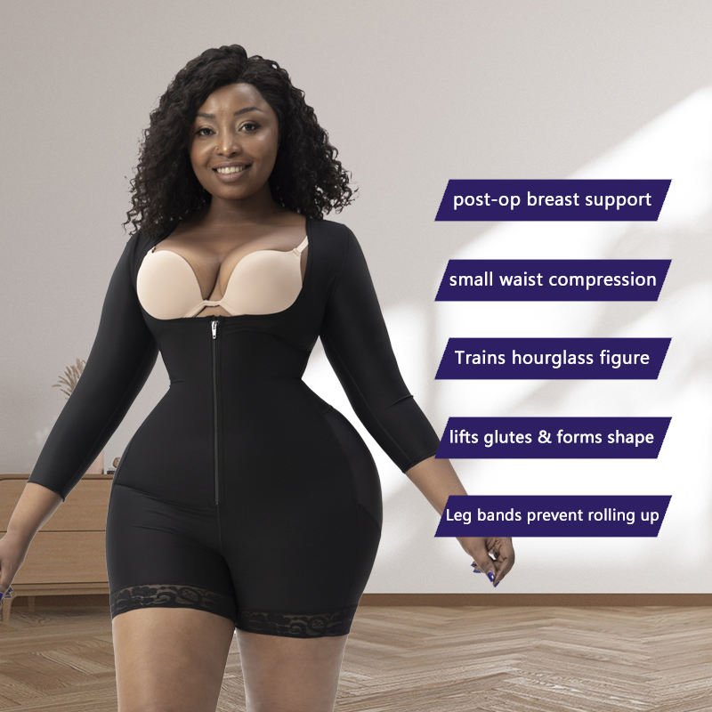 Cirurgia pós-operatória de lipoaspiração, levantamento de glúteos, faja, roupas modeladoras, modeladores, corpete aberto, vestuário de modelagem corporal, roupa de compressão