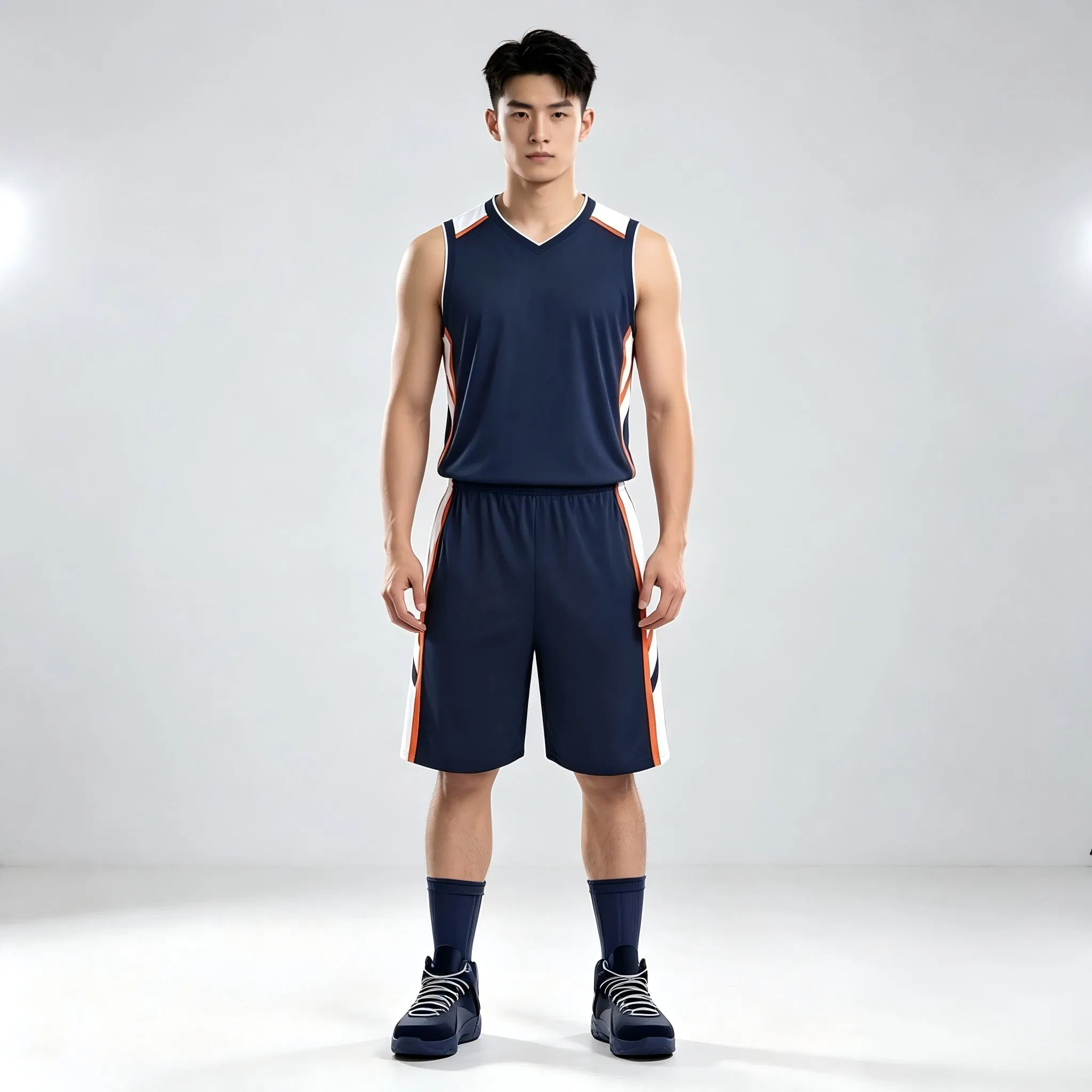 Uniforme esportivo de basquete sem mangas personalizado para o verão, blusas e calças