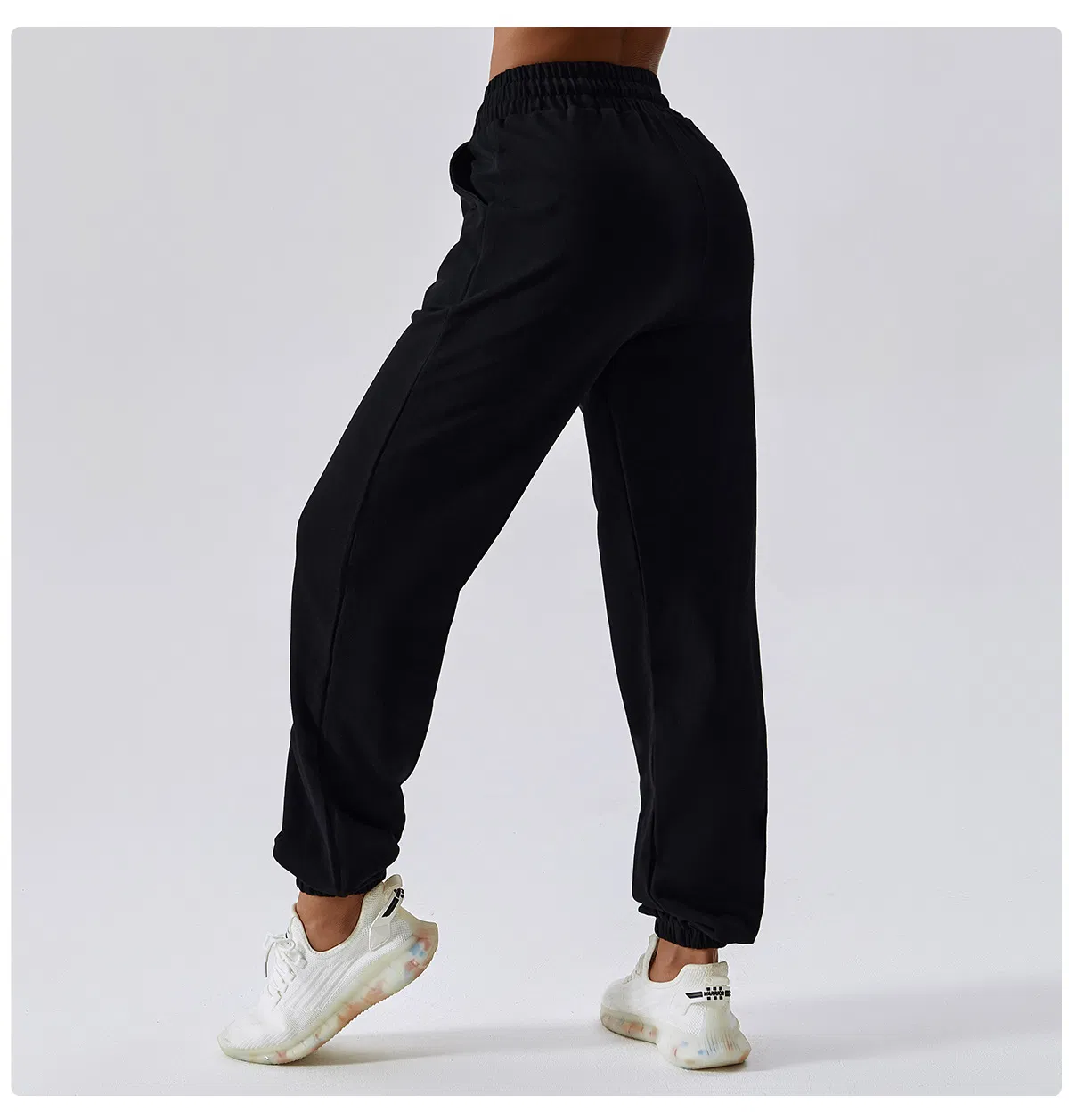 Calças Jogger Femininas Largas de Atacado com Cintura Alta, Elástico, Roupas de Esporte para Corrida com Bolso, Secagem Rápida, Leggings para Treino na Academia