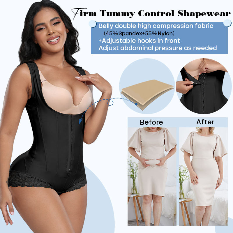 Moldador de Corpo Inteiro de Alta Qualidade com Controle de Barriga, Macacão Shapewear, Fio Dental, Faja Lombar para Mulher, Roupa de Compressão para Lipoaspiração