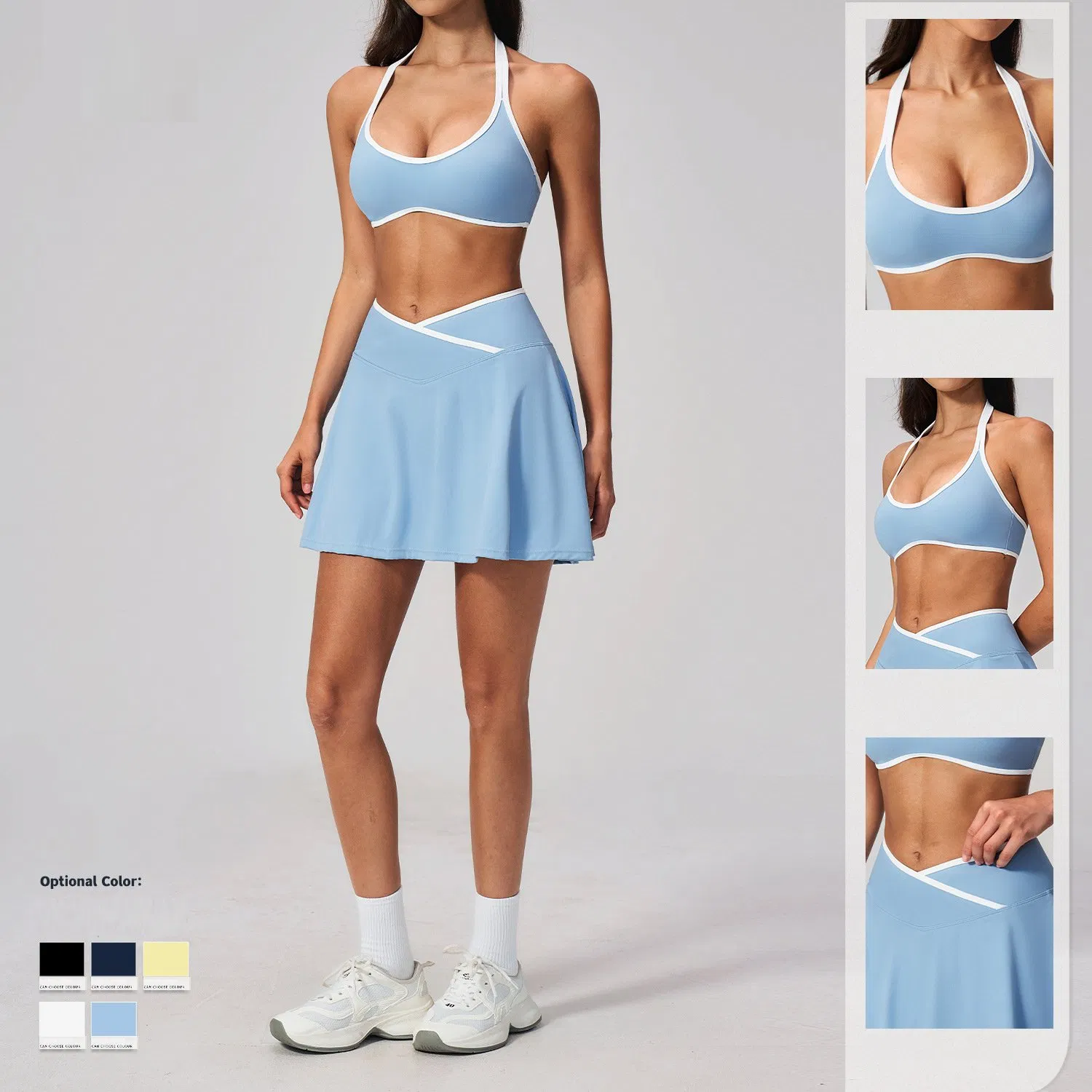 Saia de Tênis Esportiva ao Ar Livre para o Verão, Respirável, Cintura Alta, Modelo A, Conjunto de Academia