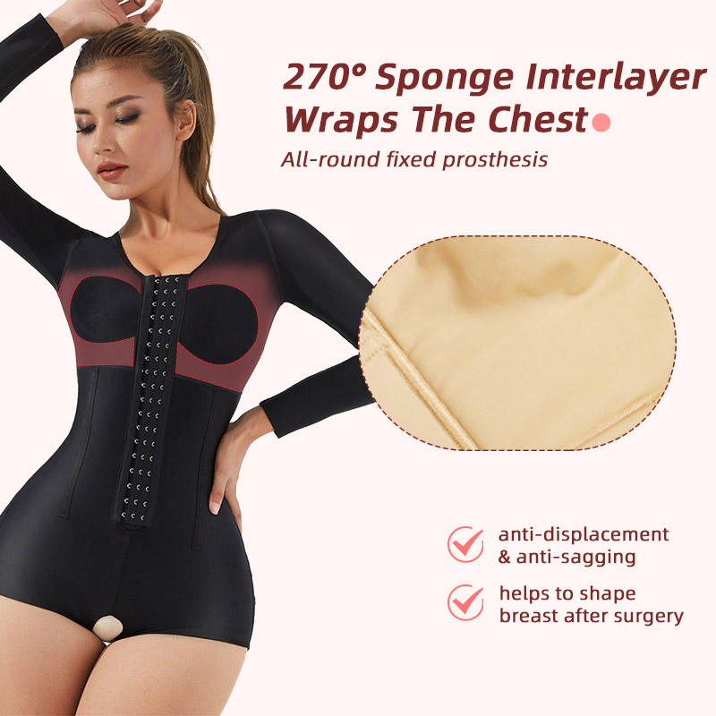 Sem Pressão no Quadril 4PCS Corpete de Aço Shapewear Garment de Compressão Pós-Operatória Fajas Colombianas Pós-Cirurgia com Sutiã