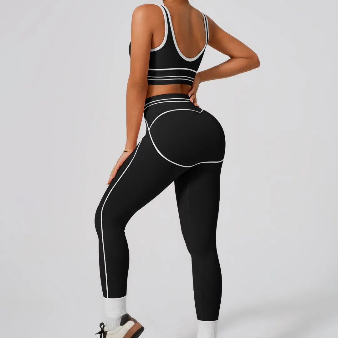 Conjunto de Top e Calça de Esporte com Bloco Ativo Roupas para Pilates, Yoga, Fitness, Academia e Corrida