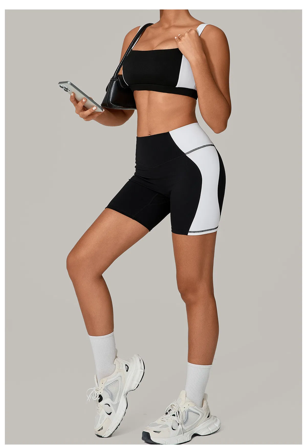 Roupas de Fitness para Mulheres com Cores em Bloco, Secagem Rápida, Intensidade Média para Yoga e Academia