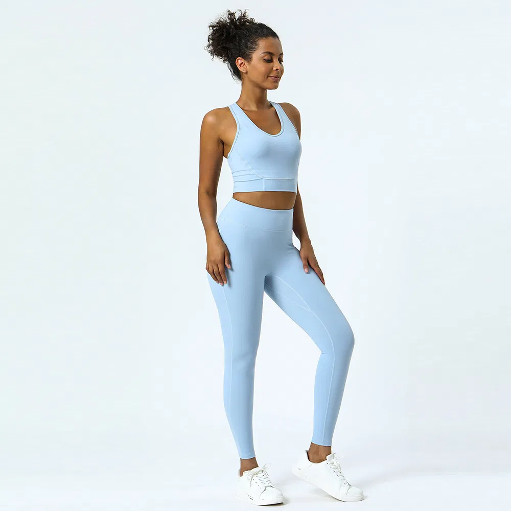 Conjunto de Top Sem Mangas e Leggings para Mulheres com Design de Malha Respirável para Yoga e Corrida