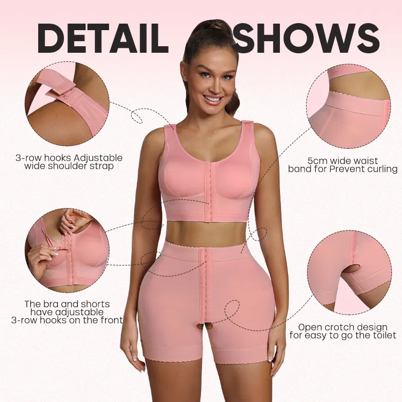 Top de Recuperação Cirúrgica para Mulheres, Sutiã de Mastectomia, Levanta Bumbum, Shorts de Modelagem Pós-Cirurgia, Roupas de Compressão, Fajas Colombianas