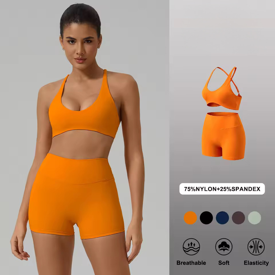 Chegada Fresca 5 Conjunto de Roupas de Yoga Elegantes para Mulheres, Camiseta de Manga Curta + Sutiã Esportivo + Regata de Ginásio + Shorts de Cintura Alta e Leggings para Exercícios