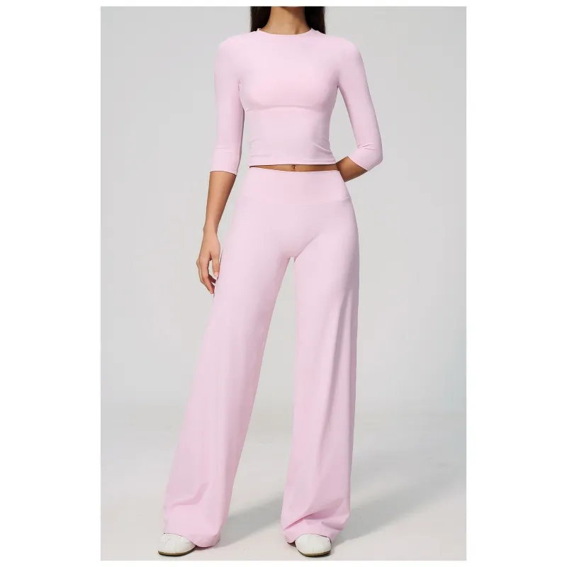 Novo Conjunto de Fitness Casual para Mulheres com Alta Elasticidade para Yoga 2 Peça de Exercício ao Ar Livre com Secagem Rápida