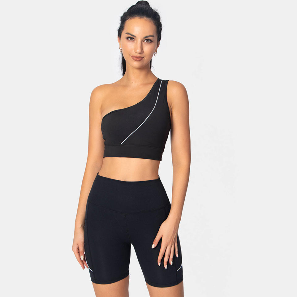 Conjunto de Roupas de Treino para Mulheres - Shorts de Cintura Alta, Top de Fitness com Recortes para Yoga e Esportes 2