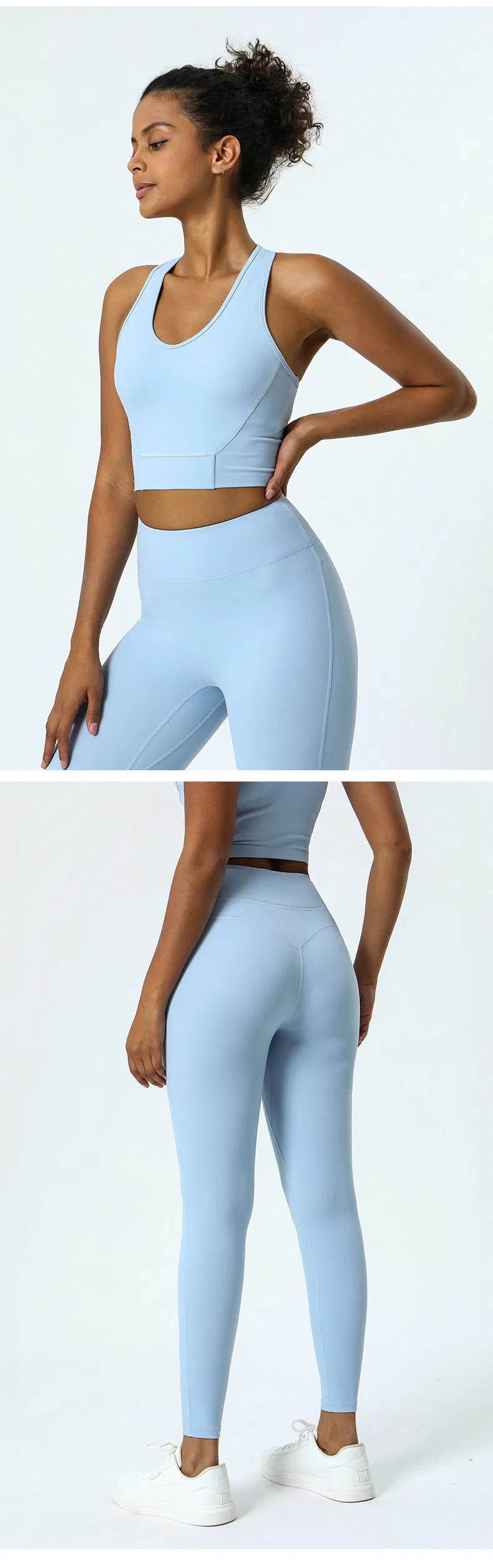 Conjunto de Top Sem Mangas e Leggings para Mulheres com Design de Malha Respirável para Yoga e Corrida