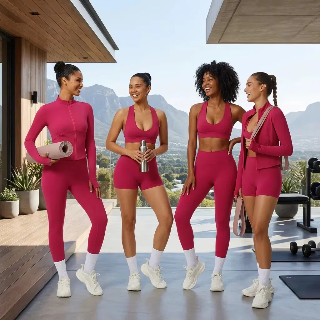 Tianchen Novo Design 4PCS Roupas de Exercício Elegantes e Funcionais para Mulher, Shorts de Corrida Levantadores de Quadril + Leggings + Sutiã Esportivo + Jaqueta de Yoga Conjunto de Roupas de Exercício Chiques