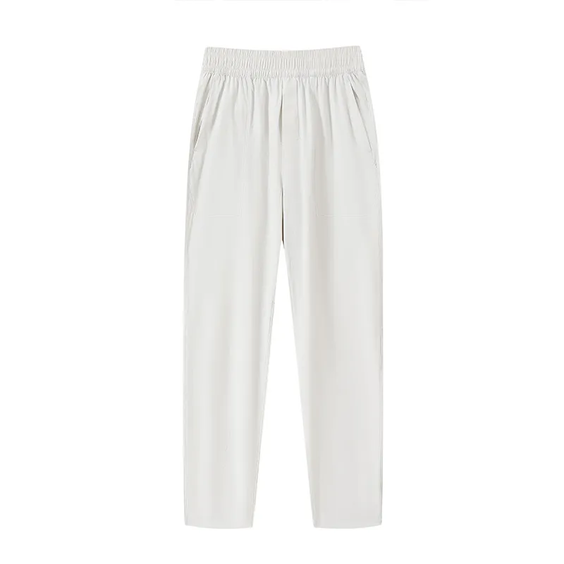 Roupas esportivas, Calças de secagem rápida, Calças longas soltas de outono para homens em seda de gelo fina para corrida ao ar livre, Calças longas casuais para treinamento de yoga e fitness