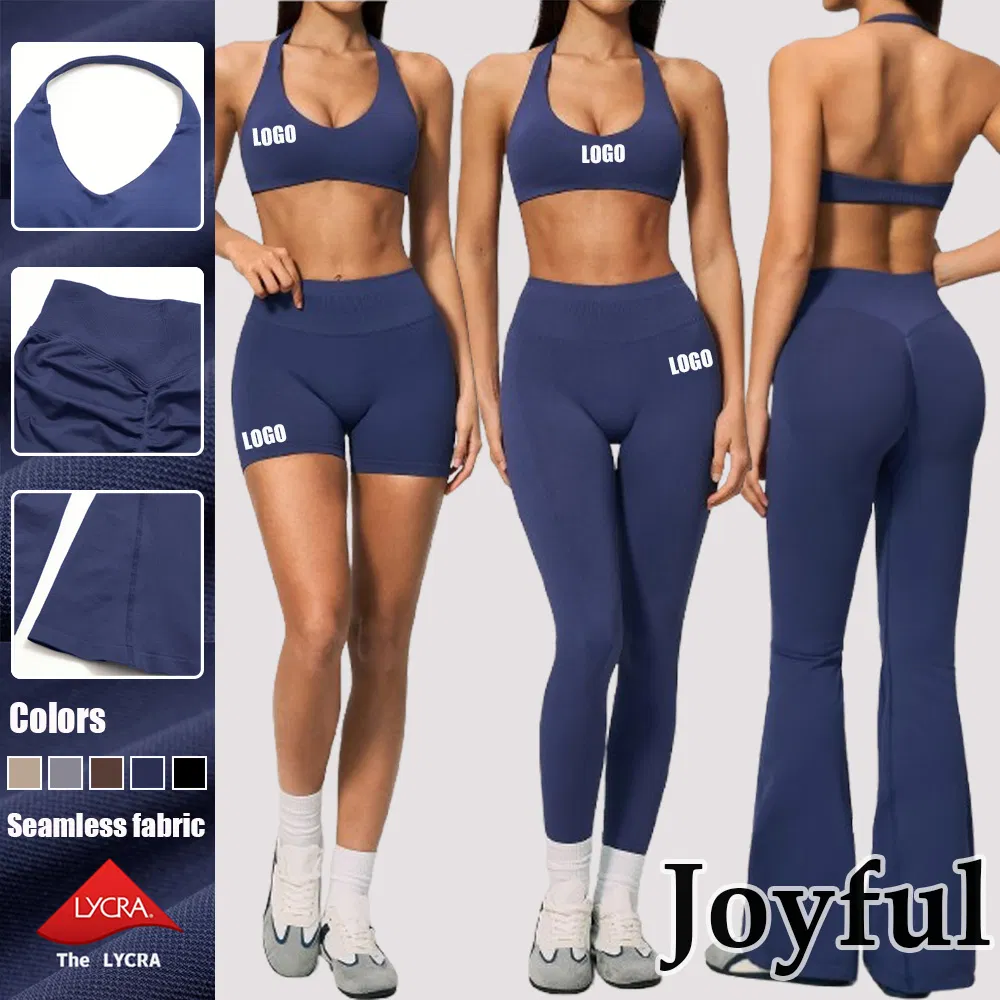 Private Label Clothing Seamless Sportswear Bra Shorts/Leggings/Flare Pants Women Gym Sports Suits