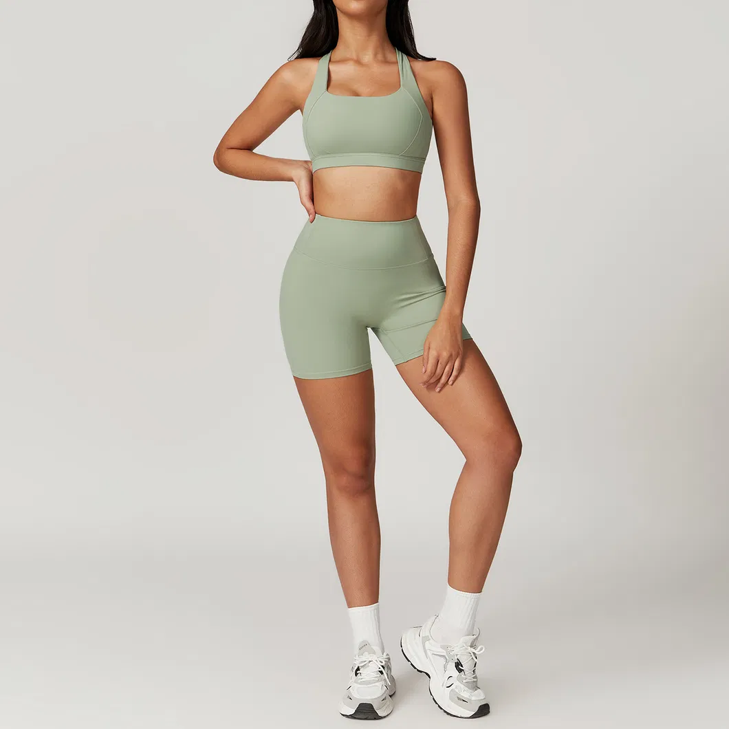 Conjunto de Leggings e Sutiã Esportivo Feminino para Academia, Roupa Casual para Exercícios