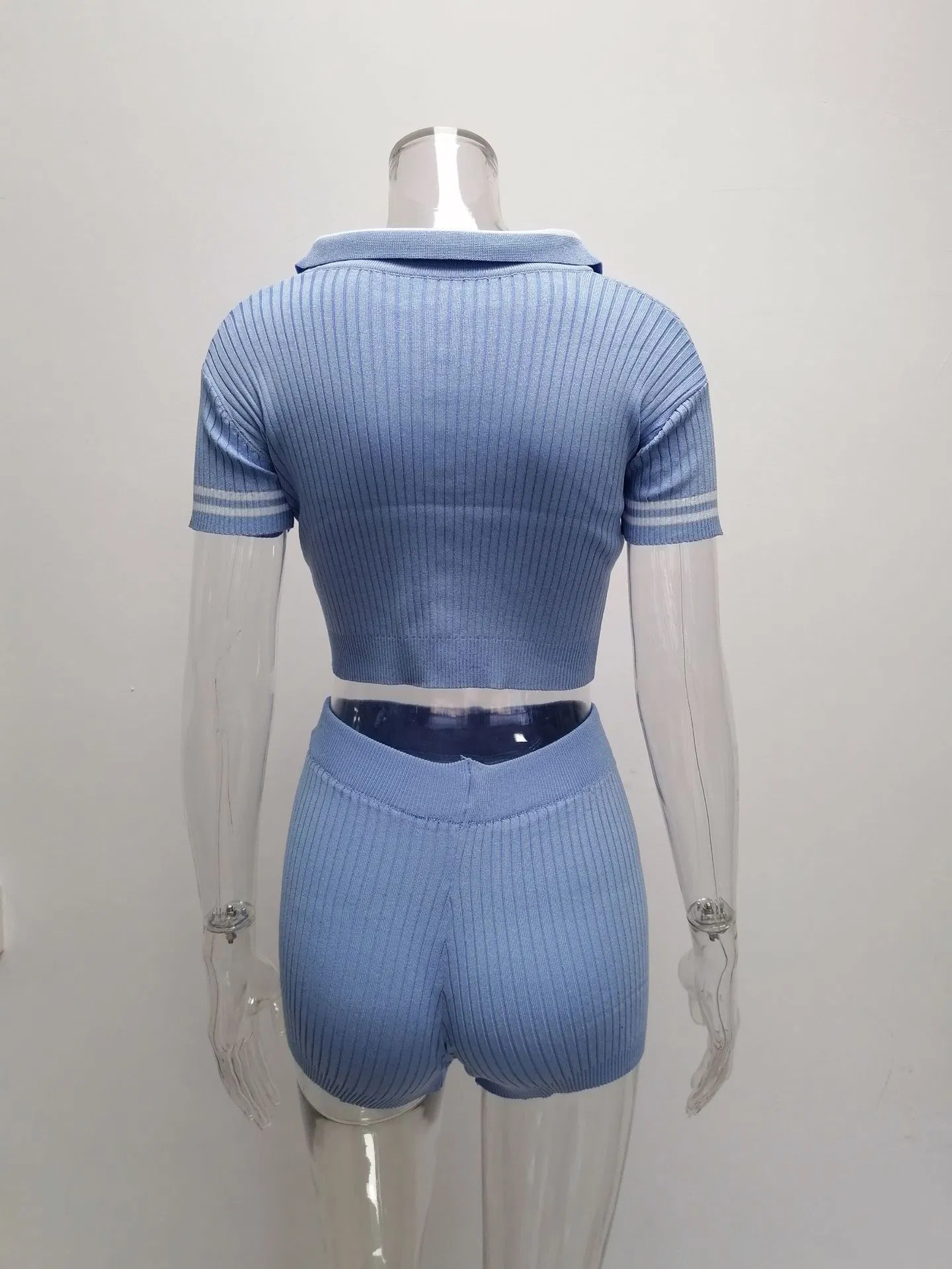 2025 Conjunto de Shorts Casuais Tricotados Sexy para Mulheres 2 Camiseta de Manga Curta Respirável e Ajuste Slim para Roupas de Golfe